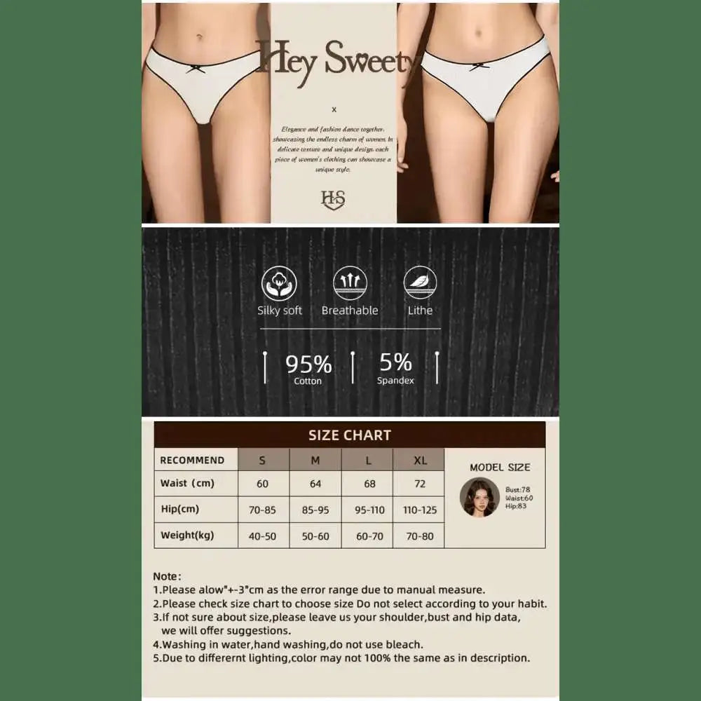3PCS Women's Thongs Cotton Panties Ladies Sexy Thongs Low Waist Seamless Panties Comfortable G - String Women Underwear Panties - The Lady's Haven