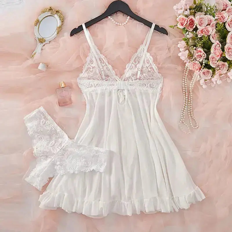A Set Of Woman Underwear Nightgown Thong Sets Plus Size Suspender Lace Lingerie Sexy Accessories Erotic Bra Nightdress lencería - The Lady's Haven
