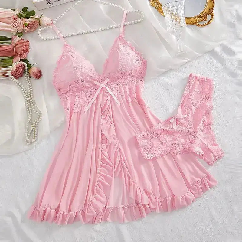 A Set Of Woman Underwear Nightgown Thong Sets Plus Size Suspender Lace Lingerie Sexy Accessories Erotic Bra Nightdress lencería - The Lady's Haven