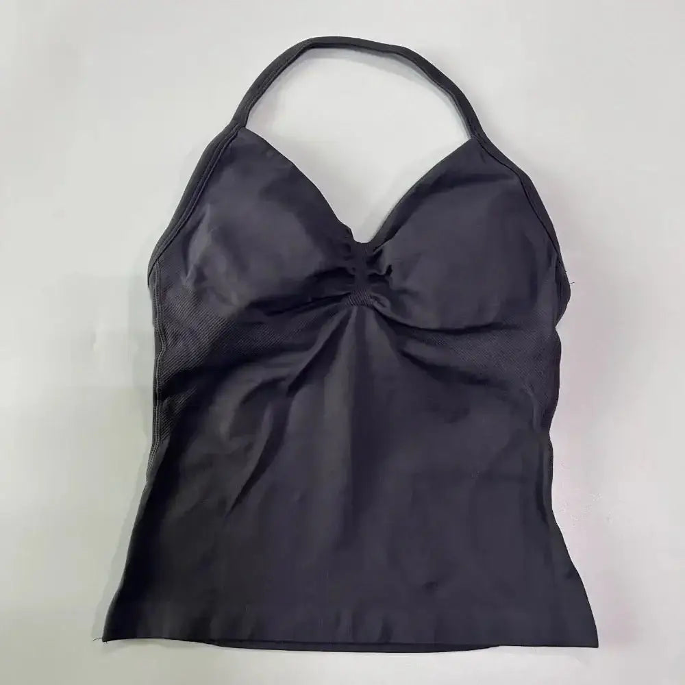 Impact Longline Strappy Gym Top Custom Logo Backless Gym Clothes Women Scrunch Built - in Bra With Removable Cups Yoga Tank Tops - The Lady's Haven