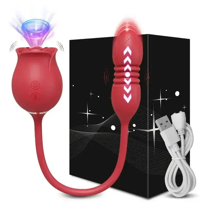 Rose Sucking Sex Toys Dildo Vibrator for Women 3in1 Thrusting G Spot Anal Vibrators Stimulator Female Vibrating Egg