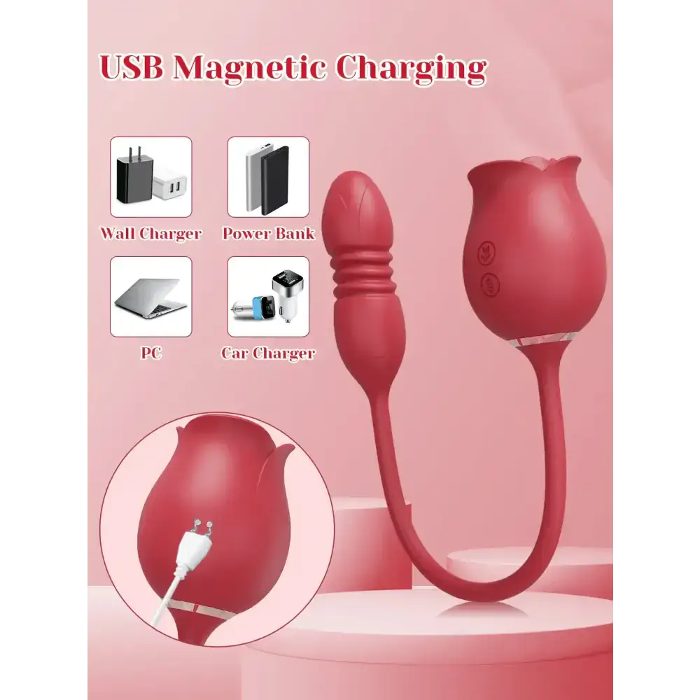 Rose Sucking Sex Toys Dildo Vibrator for Women 3in1 Thrusting G Spot Anal Vibrators Stimulator Female Vibrating Egg