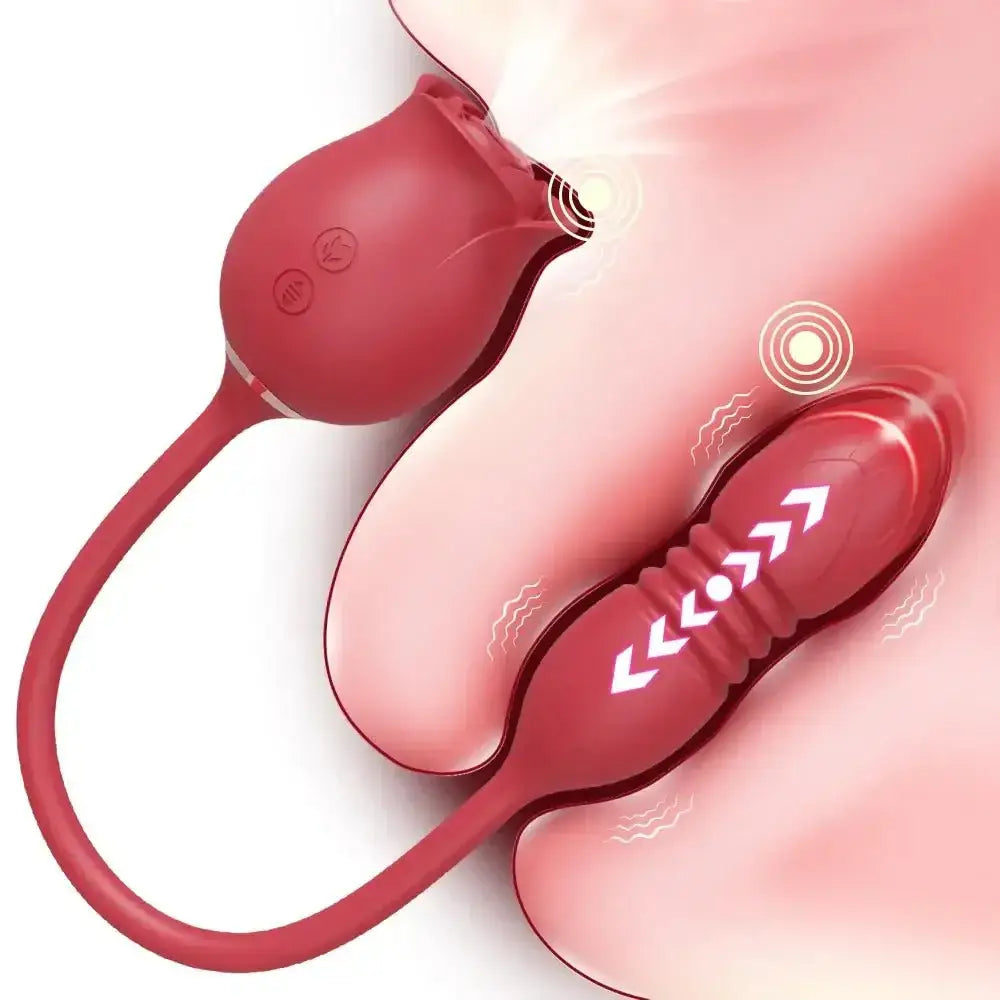 Rose Sucking Sex Toys Dildo Vibrator for Women 3in1 Thrusting G Spot Anal Vibrators Stimulator Female Vibrating Egg