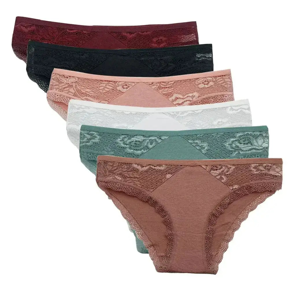 5 PCS/SET New Arrival Low Rise Ladies Sexy Lace Panty Underpants Panties For Women Lingerie Cotton Briefs - The Lady's Haven