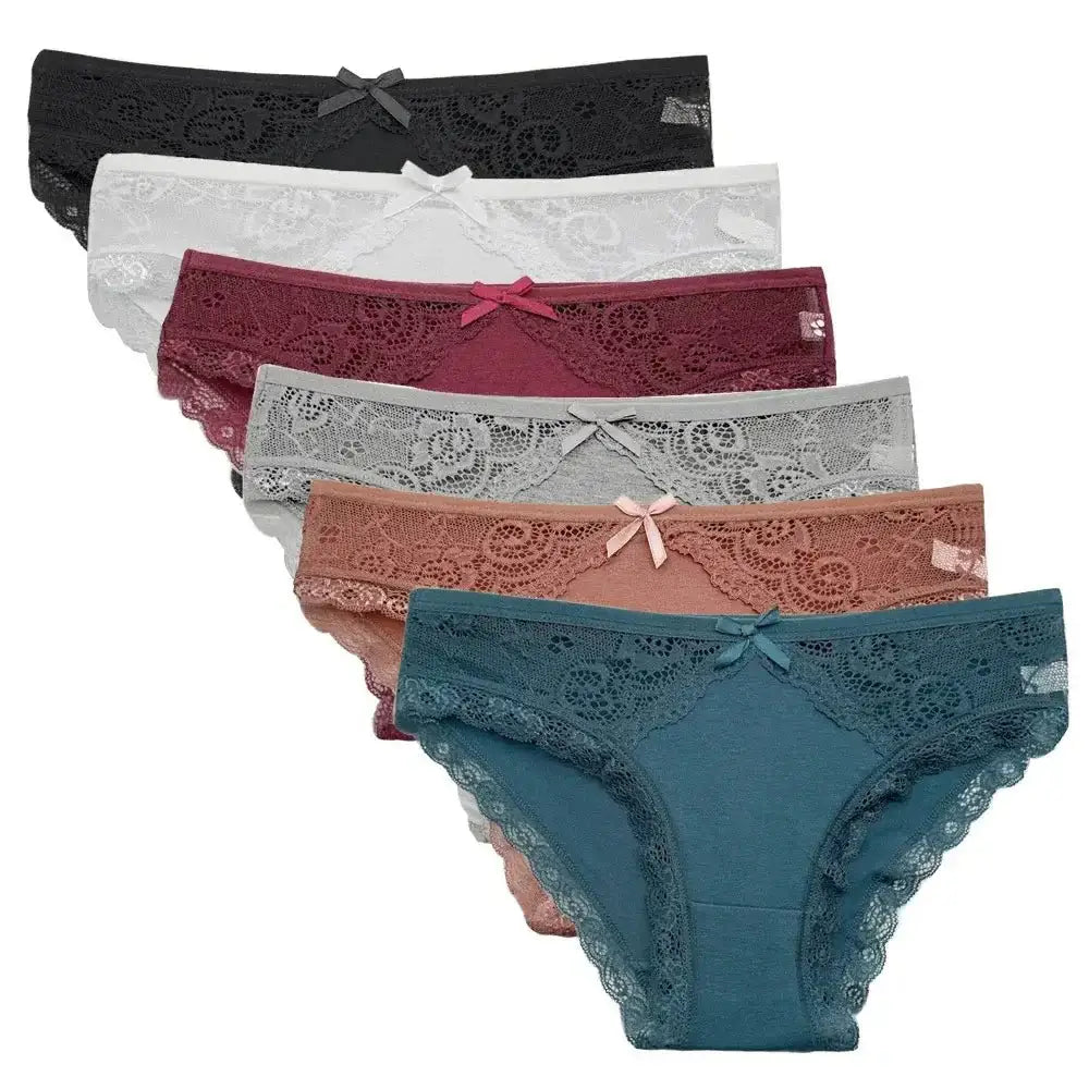 5 PCS/SET New Arrival Low Rise Ladies Sexy Lace Panty Underpants Panties For Women Lingerie Cotton Briefs - The Lady's Haven