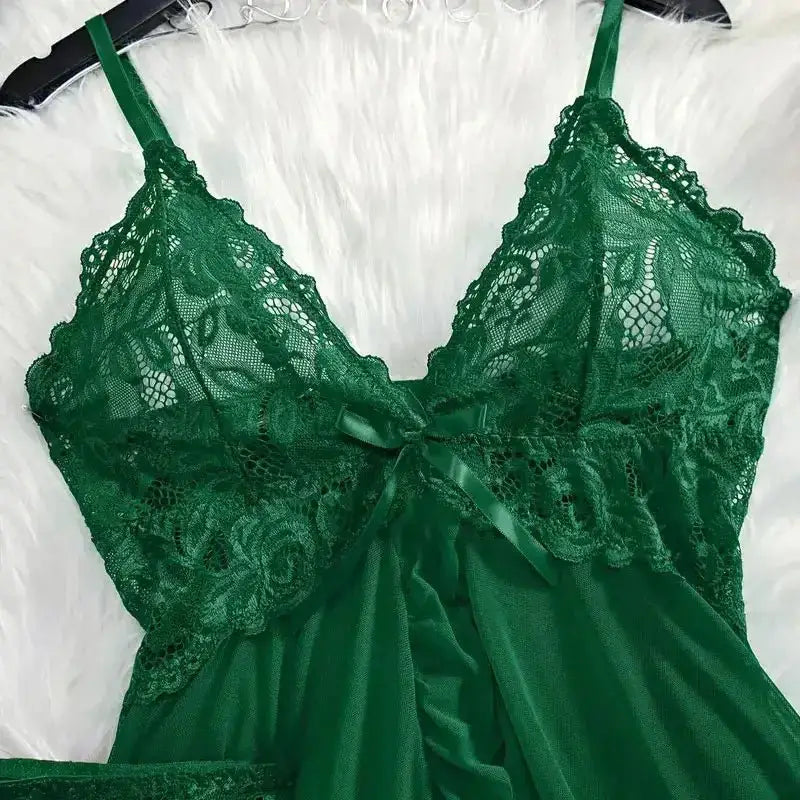 A Set Of Woman Underwear Nightgown Thong Sets Plus Size Suspender Lace Lingerie Sexy Accessories Erotic Bra Nightdress lencería - The Lady's Haven