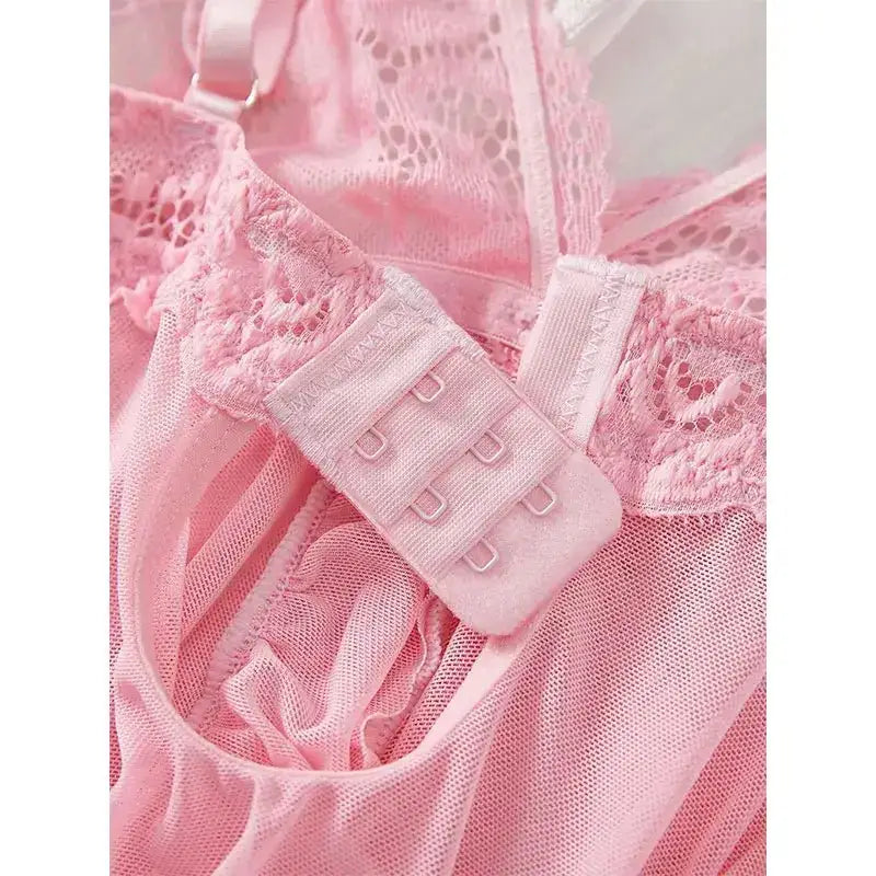 A Set Of Woman Underwear Nightgown Thong Sets Plus Size Suspender Lace Lingerie Sexy Accessories Erotic Bra Nightdress lencería - The Lady's Haven