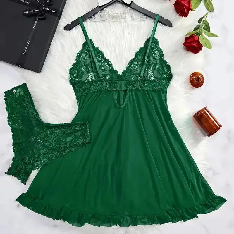 A Set Of Woman Underwear Nightgown Thong Sets Plus Size Suspender Lace Lingerie Sexy Accessories Erotic Bra Nightdress lencería - The Lady's Haven