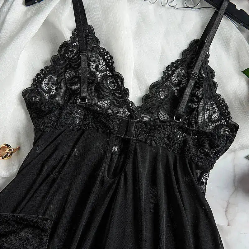 A Set Of Woman Underwear Nightgown Thong Sets Plus Size Suspender Lace Lingerie Sexy Accessories Erotic Bra Nightdress lencería - The Lady's Haven