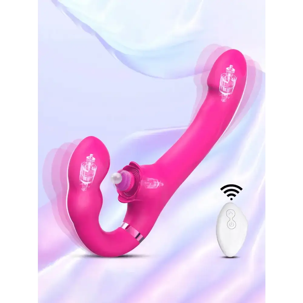 APP Strapless Strap-On G-Spot Dildo Vibrator Realistic Double-Ended Vibrating Butt Plug Anal Sex Toys for Women