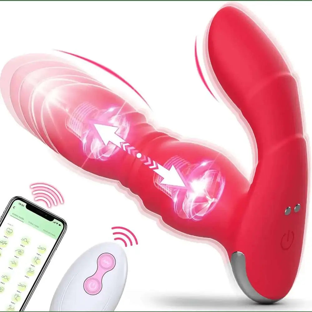 App Telescopic Vibrator Remote Control Wearable Vibrating Panties Thrust Dildo Adult Sex Machine Toys For Women