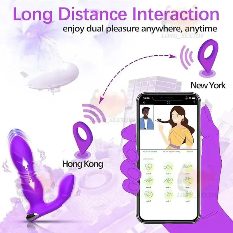 App Telescopic Vibrator Remote Control Wearable Vibrating Panties Thrust Dildo Adult Sex Machine Toys For Women