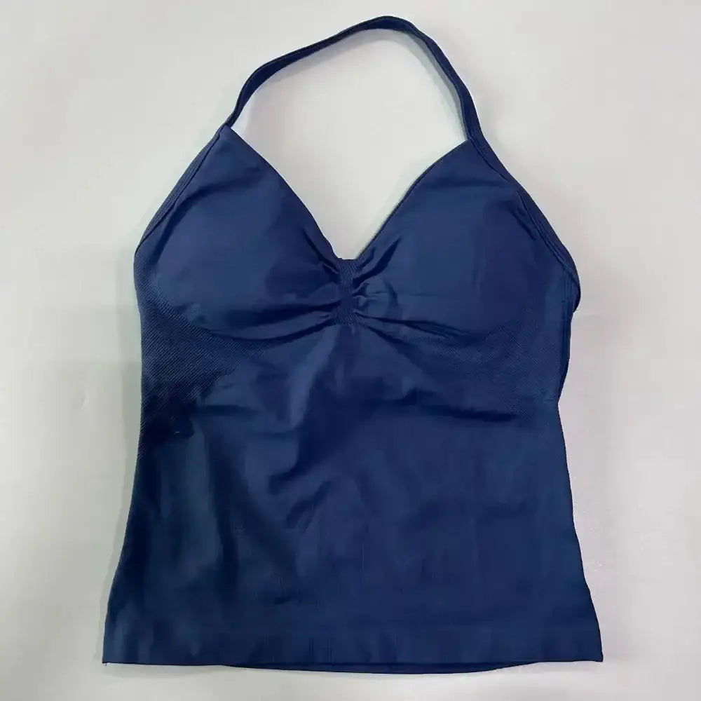 Impact Longline Strappy Gym Top Custom Logo Backless Gym Clothes Women Scrunch Built - in Bra With Removable Cups Yoga Tank Tops - The Lady's Haven