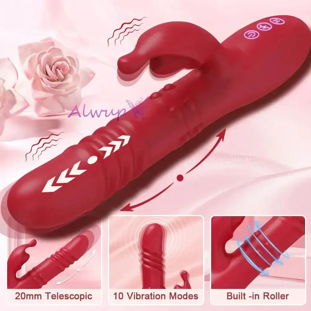 Rabbit Vibrator For Women Powerful G Spot Telescopic Rotating Clitoris Vagina Stimulator Female Masturbator For Adult