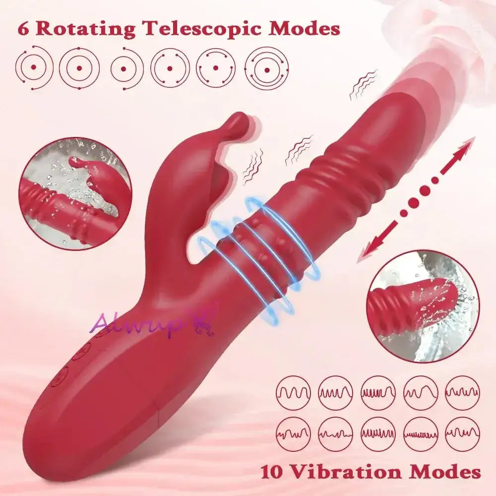 Rabbit Vibrator For Women Powerful G Spot Telescopic Rotating Clitoris Vagina Stimulator Female Masturbator For Adult