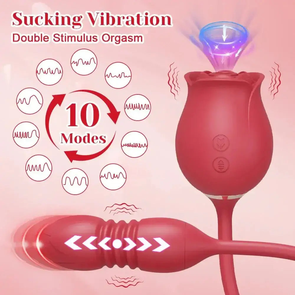 Rose Sucking Sex Toys Dildo Vibrator for Women 3in1 Thrusting G Spot Anal Vibrators Stimulator Female Vibrating Egg