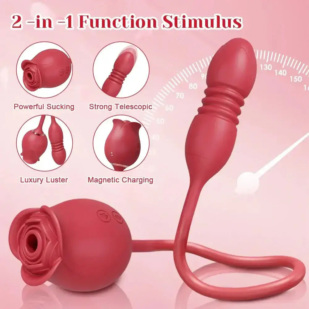 Rose Sucking Sex Toys Dildo Vibrator for Women 3in1 Thrusting G Spot Anal Vibrators Stimulator Female Vibrating Egg