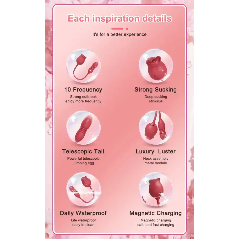 Rose Sucking Sex Toys Dildo Vibrator for Women 3in1 Thrusting G Spot Anal Vibrators Stimulator Female Vibrating Egg