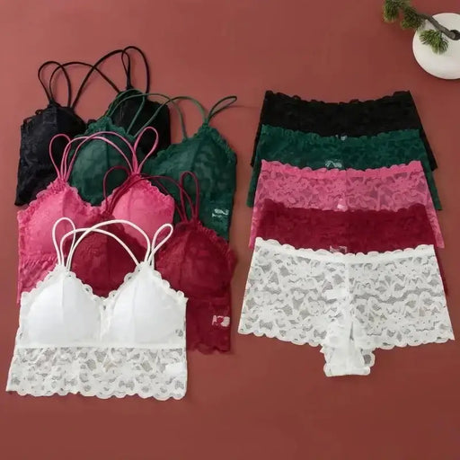 Women's Lace Non - wire Bra And Panties Set Transparent Low Rise Briefs Ultra - thin Comfort Underwear Female Bralette Lingerie Set - The Lady's Haven