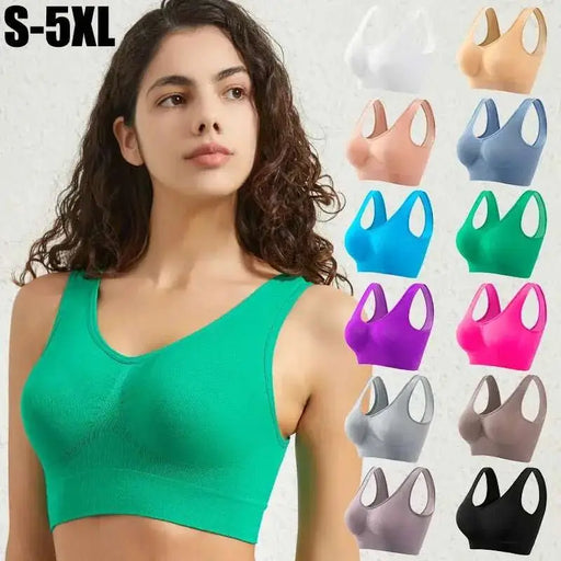 Women's S - 5XL Seamless Bra Push - Up Sports Bra Non - wire Crop Tops Solid Color Sexy Lingerie No Pads Breathable Female Brassiere - The Lady's Haven